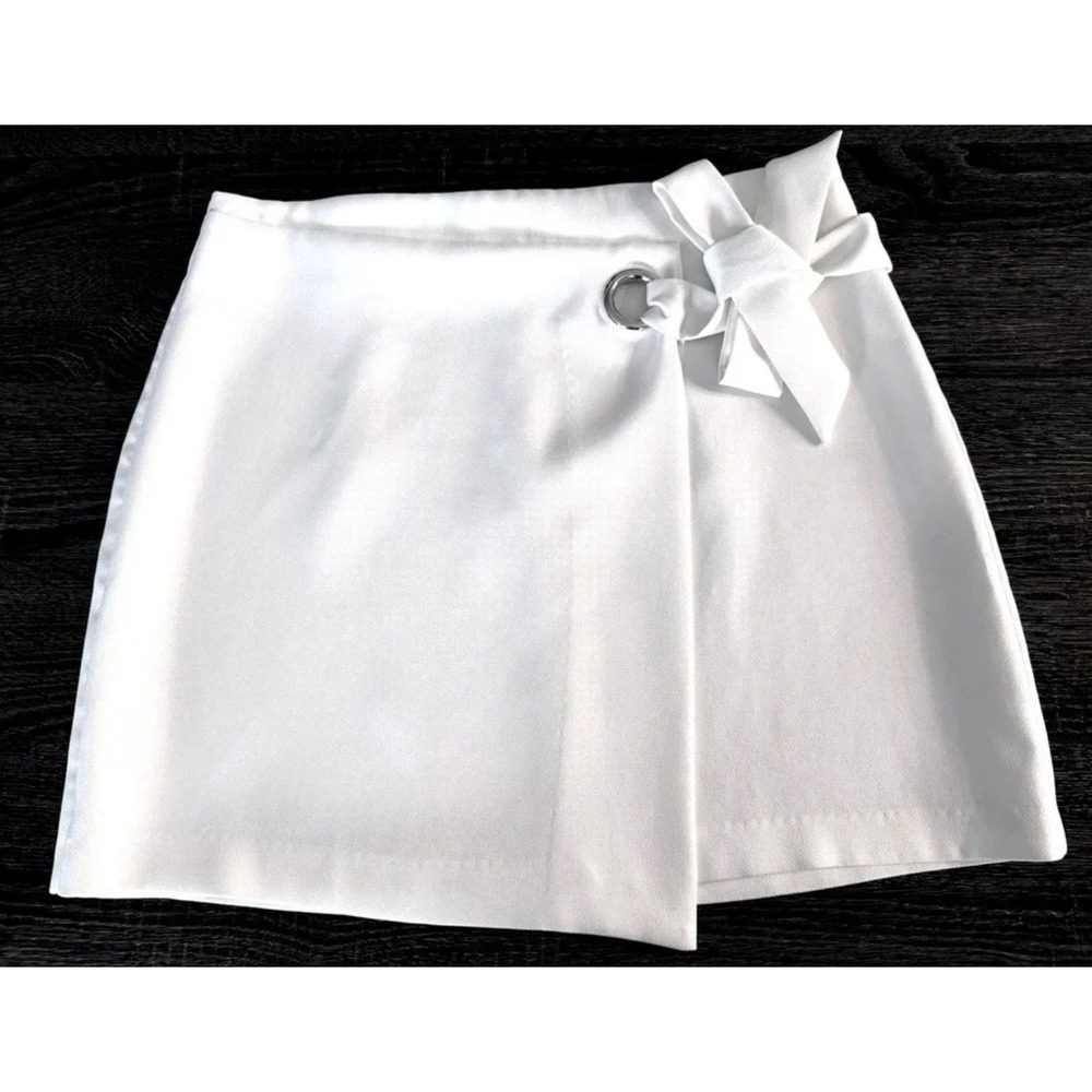 Jealous‎ Tomato White Mini Skirt Bow Detail Preppy Chic Clean Girl Womens Large